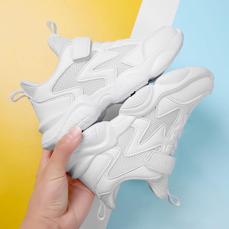 Classmates Boys Middle and Older Children Little White Shoes Breathable Spring and Autumn Sneakers Trendy Brand Mesh Casual Shoes Soft Sole Fashion 12