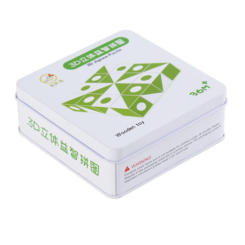 

3D стерео-головоломка из строительных блоков в железной коробке для развития когнитивных способностей и координации рук и глаз у маленьких детей.modelo