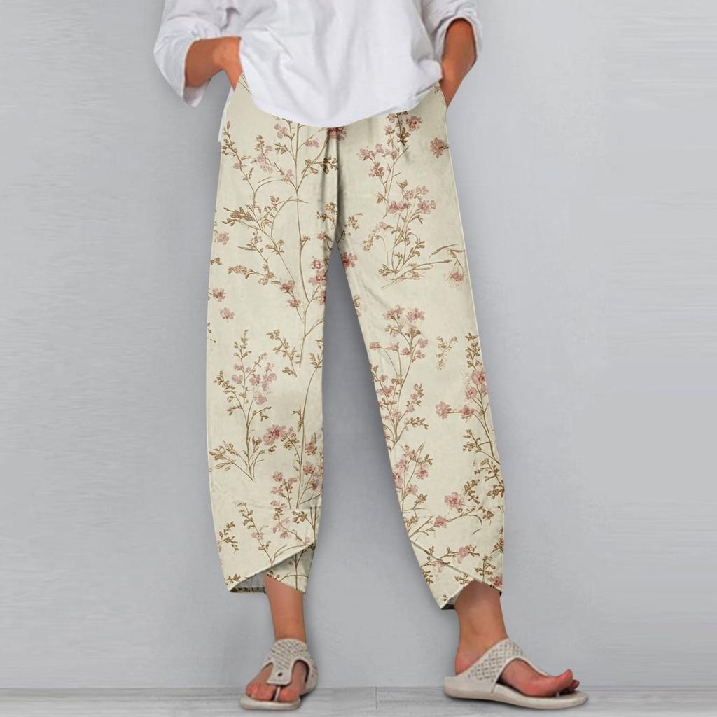 Damebukser Med Lommer Fritidsbukser Bukser For Kvinner Sommer Fritid Vide Ben Elastisk Livvidde Bukser Med Lommer