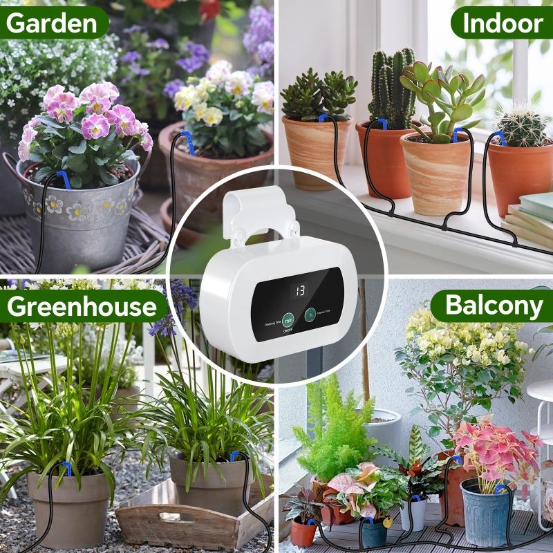 Indoor Automatic Drip Irrigation System,Self Plant Watering Device,300 Timed Watering Programes 10 Drip Tips Etc Drip Accessory