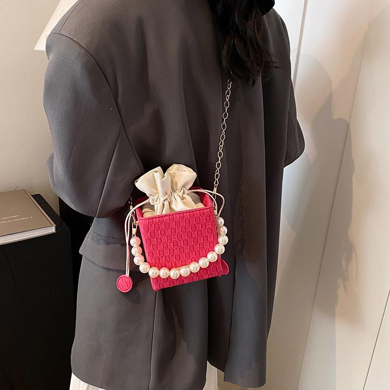 Trendy Casual Small Square Bag For Women In Black Brown Pink Khaki And White