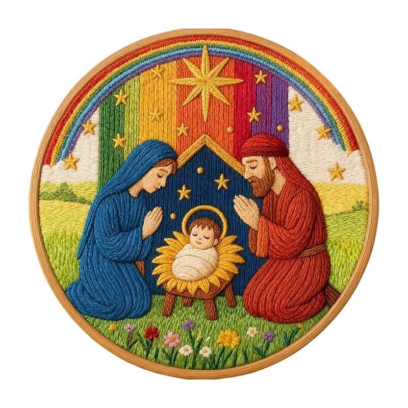 DIY Julkrubba Broderisats – Brodera Den Heliga Berättelsen, Jul DIY Broderidockset, Komplett Julkrubba Kit