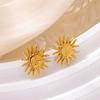 Punk Sun Earrings For Women Gold Plated Stainless Steel Geometric Sun Face Earring Wedding Aesthetic Waterproof Jewelry Gift