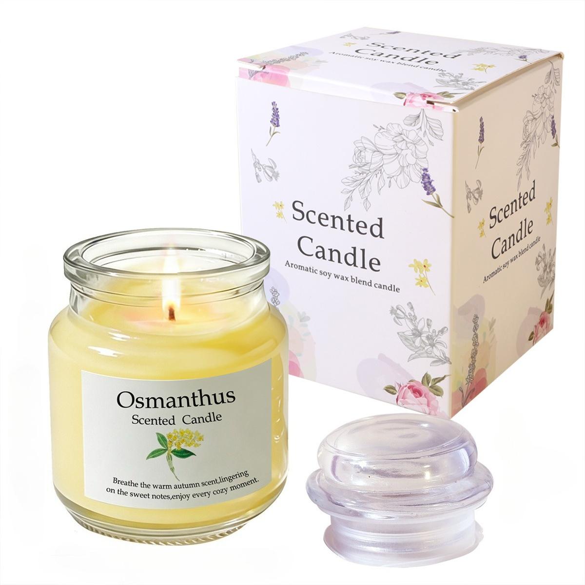 1pc Glass Scented Candle Colors Osmanthus Rose Lavender Aromatherapy Candle Home Wedding Decor Valentine s Day Mother s Day Gift