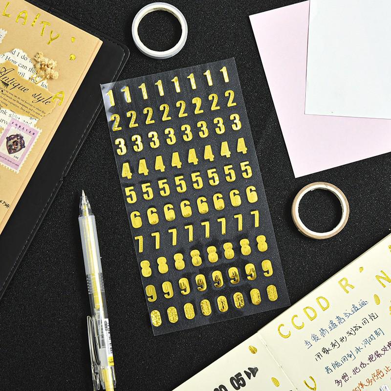 Stickere Creative cu Alfabet și Numere cu Ștanțare la Cald pentru Jurnale și Proiecte DIY