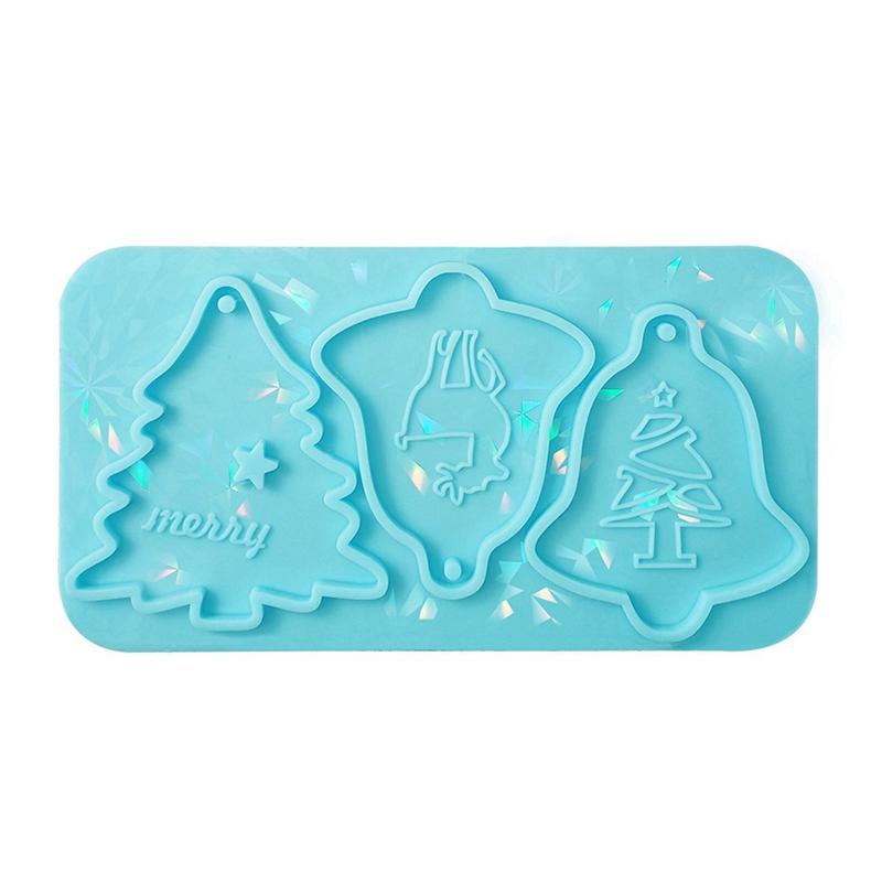 Holographic Christmas Silicone Mold Christmas Silicone Mold DIY Pendant For Christmas Decoration , A