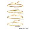 Non Tarnish Stainless Steel Bracelet Gold Plated Stackable for Women, Thin Herribone Chain Bracelet Waterproof Jewelry