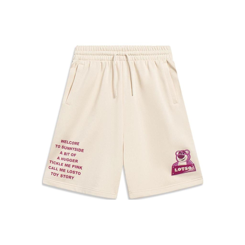 Li-Ning X Disney Toy Story Animated Print Loose Sports Shorts Women Bottoms Eggshell-Grey AKST646-2