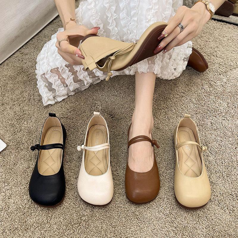 Late Evening Breeze Gentle Soft Sole Mary Jane Single Shoes Women's Summer 2025 New Retro Shallow Mouth Versatile Lazy Bean Shoes