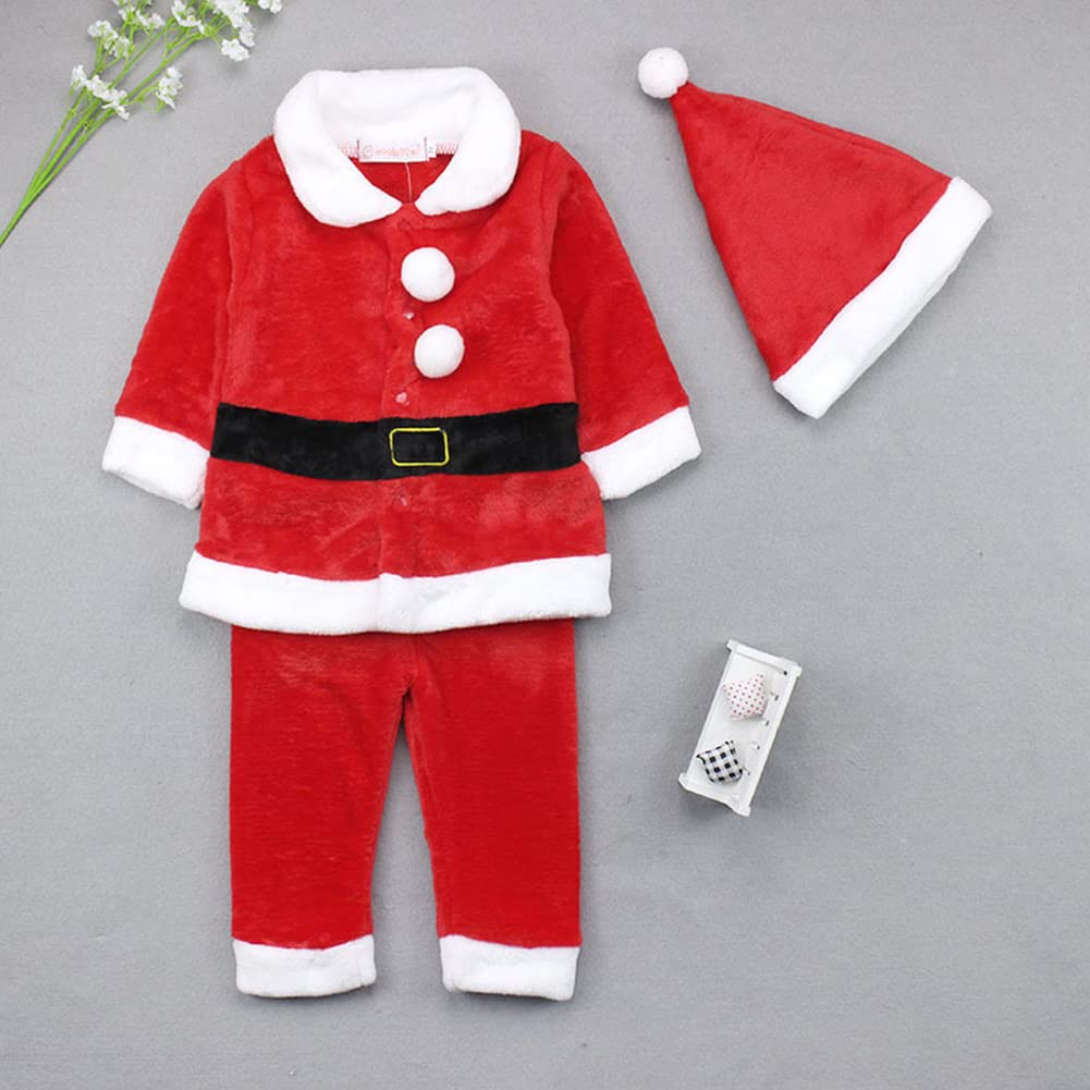 Matreeglam Santa Claus Costume for Babies and Set for Includes Pants and Santa Fluffy and Sizes Kids, 3-Piece Christmas, Hat, Soft, 80-110