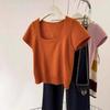 Women's Fashionable Short-Sleeve Knitted Sweater - Versatile, Slimming, and Trendy for Spring/Summer Casual Wear