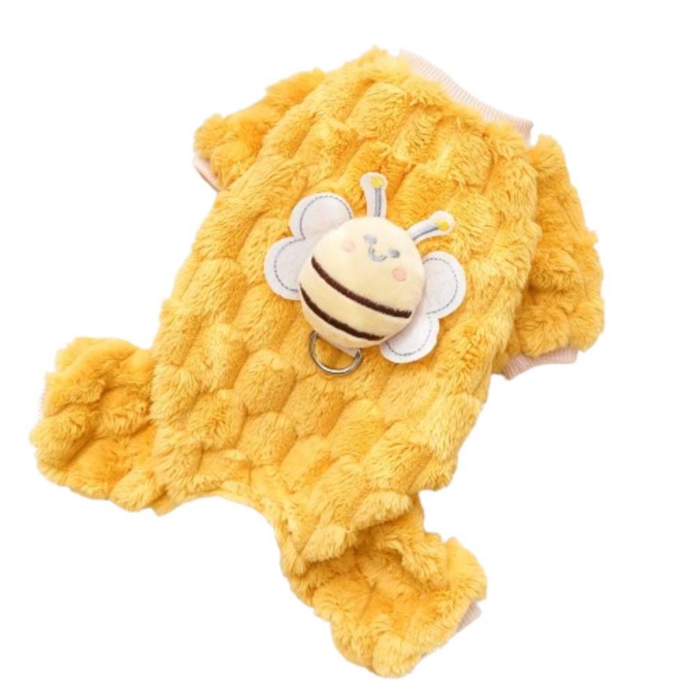 Cute Dog Winter Jumpsuit Bee Pattern Four Legged Pet Clothes Puppy Harness Coat  Kitten Clothing