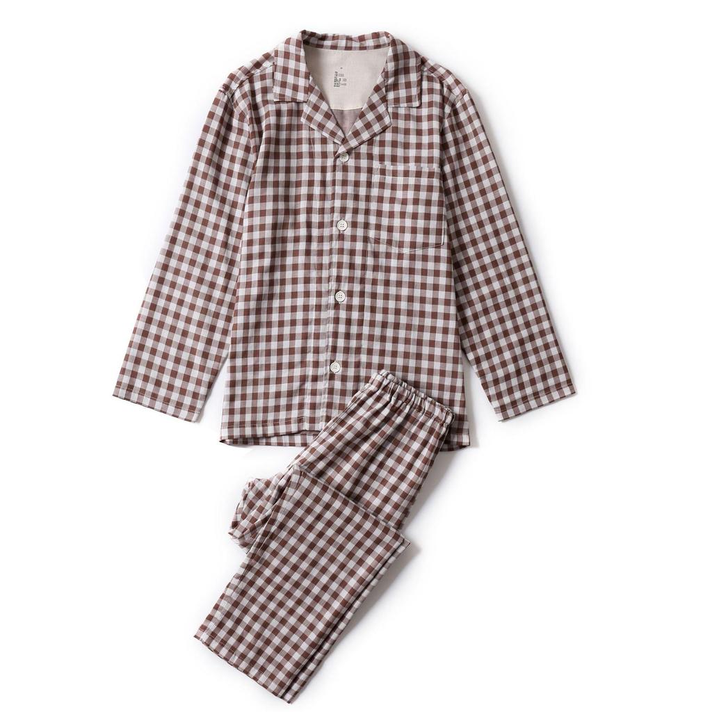 Set Pigiama in Cotone Stile Giapponese: Manica Lunga per Uomo e Donna, Pantaloni in Garza a Doppio Strato, Ideali per Coppie in Autunno.
