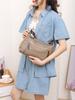 Dropped Pattern First Layer Cowhide Women Single Shoulder Crossbody Simple Multi-Compartment Dumpling Bag Large Capacity Aunt Mother Bag