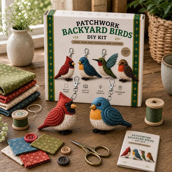 DIY Patchwork Animal Keychain Kit, Handmade Bird Pet Farm Forest Animal Key Ring, Handcrafted Keychain Art Crafts for Kids Adults