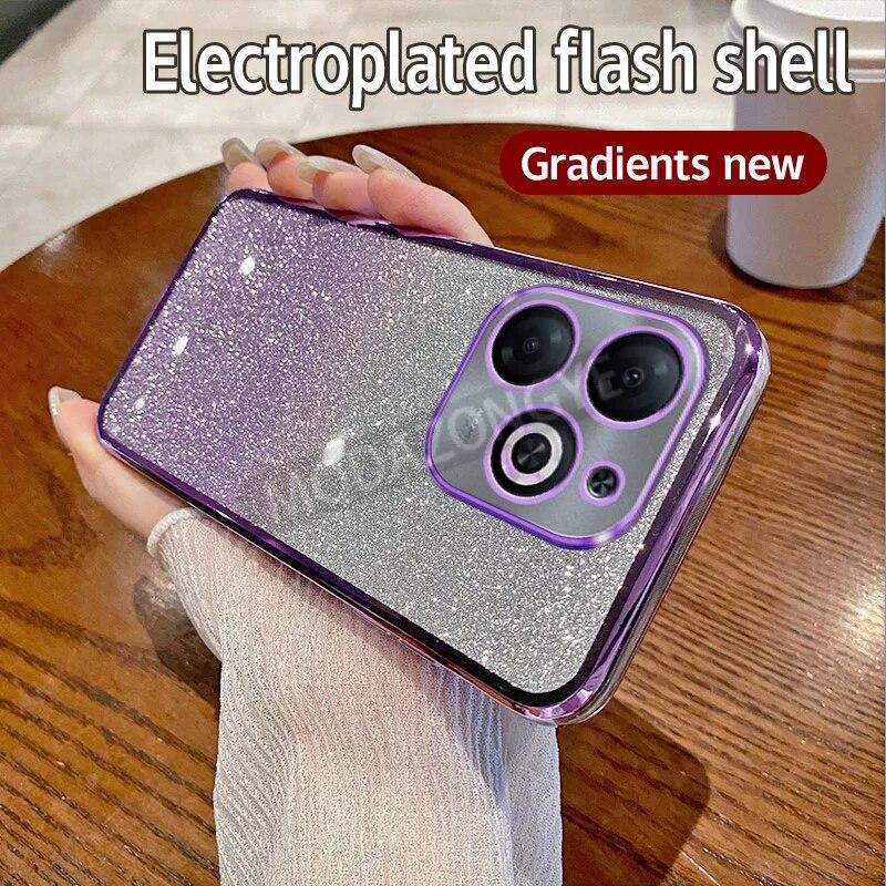 

Для Infinix Hot 40i чехол с гальваническим покрытием Роскошный мягкий блестящий чехол из ТПУ для сотового телефона X6528B чехол для телефона для девочек и женщин X6528B фиолетовый