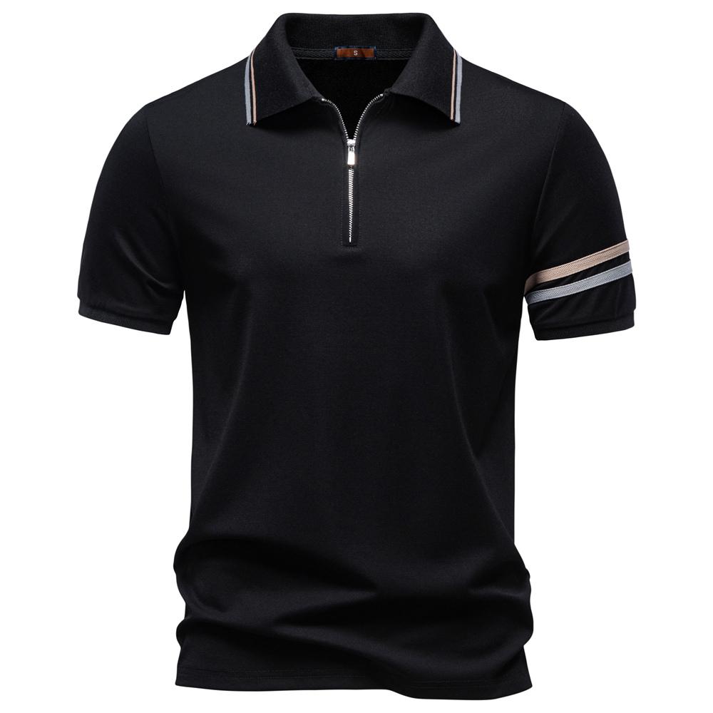 AIOPESON Men's Polo Shirts Half Zipper Collar Solid Color Breathable Casual Polo Shirt for Men Summer Fashion Top Shirts