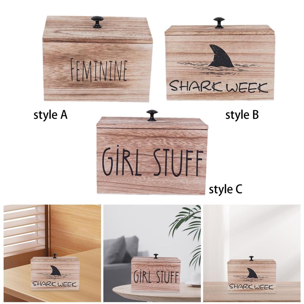Wooden Household Storage Box Jewelry Box Bathroom Essentials Wooden Cotton