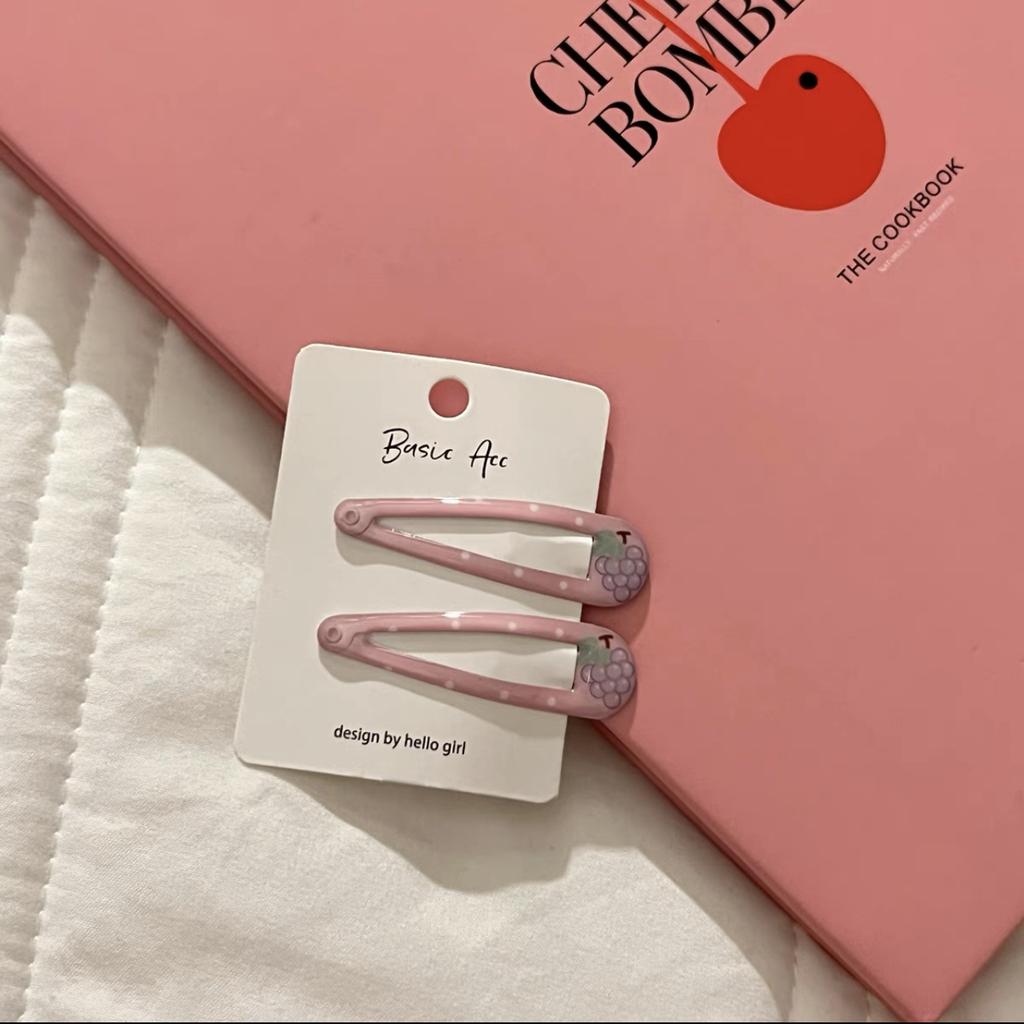 2pcs Korean Kid Hair Clips Cute Plaid Bear Barrettes for Girls Summer Fashion Fruit BB Hair Accessories Princess Series Headwear