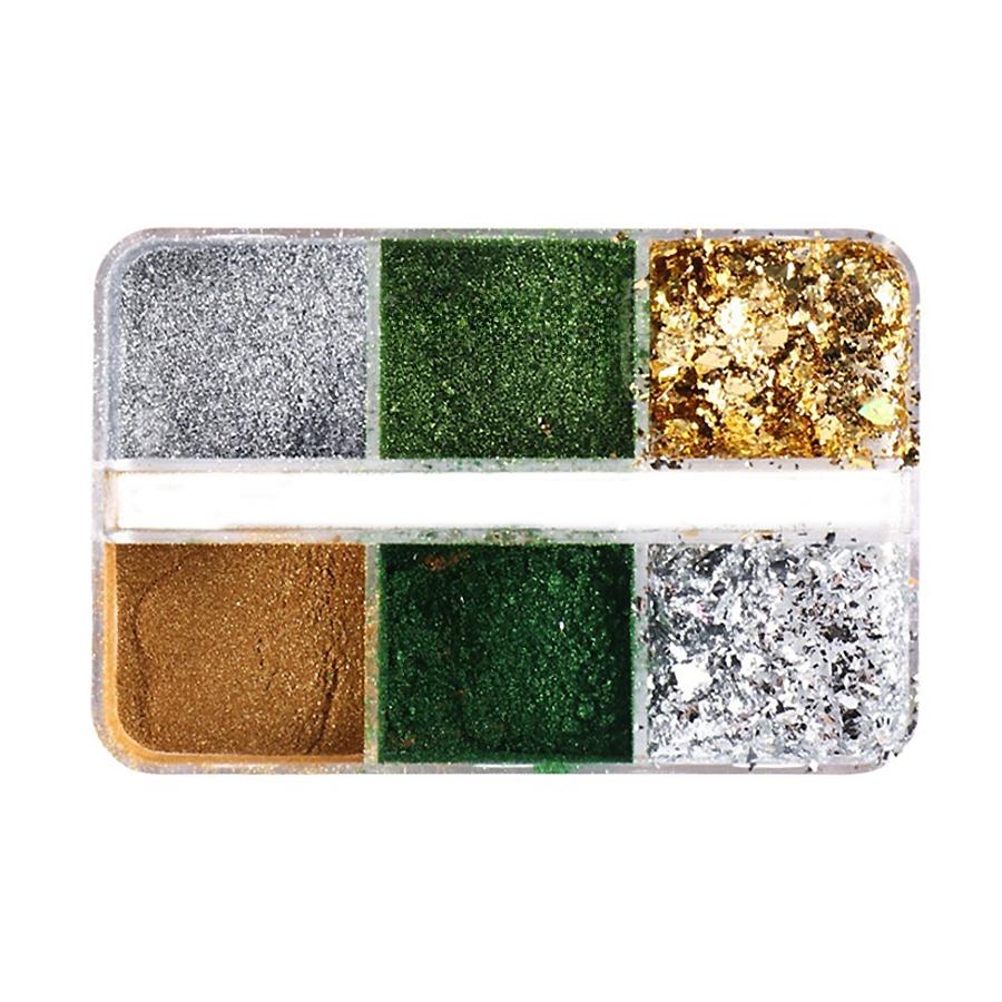 

6 сеток для ногтей с блестками Aurora Mirror Powder, голографические хлопья, пигмент, сверкающий шарм для дизайна ногтей, маникюр