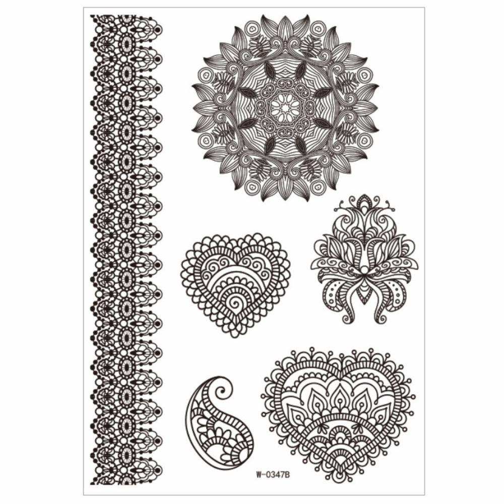 Lace Fake Tattoo Henna Tattoo Stickers Black Mehndi Stickers Body Art Sticker Finger Hand