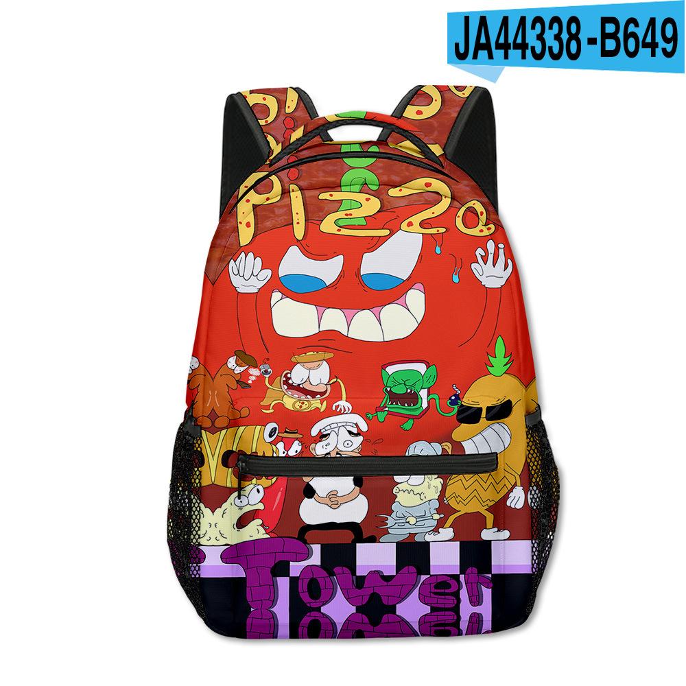 Kpop Jugendliche Schultaschen Unisex Pizzaturm Pfeffermann Reisetaschen 3D-Druck Oxford Wasserdicht Notizbuch Schulterrucksäcke