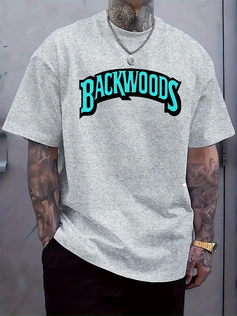 

BACKWOODS Graphic Tee - Casual Crew Neck Short Sleeve T-shirt with Floral Print XXXL