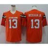 Mens American Football Jersey Brown Team Beckham Jr 13 Mayfield 6 Retro Style Fan Wear Rugby Sports
