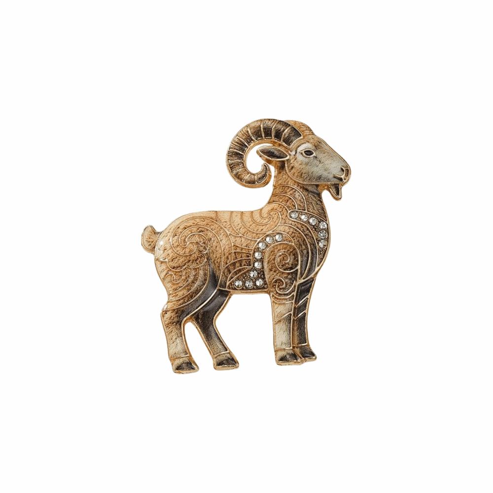 Beautiful Goat Enamel Brooch -inlaid Rhinestone Brooch Trendy Animal Pin  Wedding
