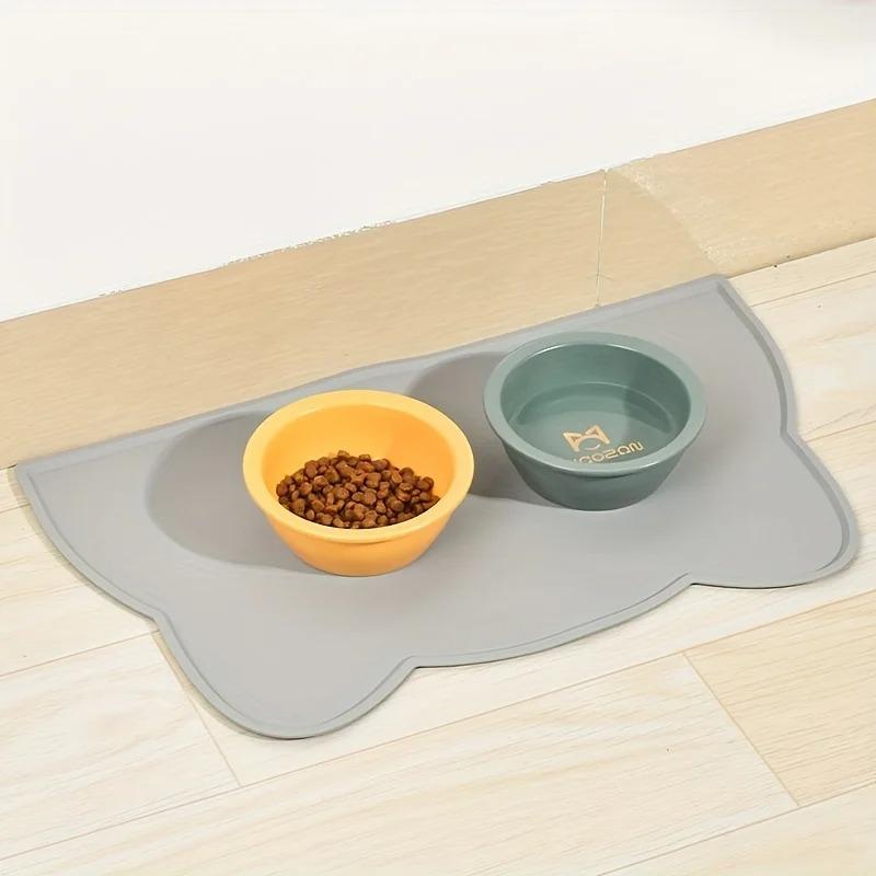 Waterproof Silicone Pet Feeding Mat - Thin with Raised Edge, Food/Bowl Placemat for Dogs & Cats, Anti-Spill