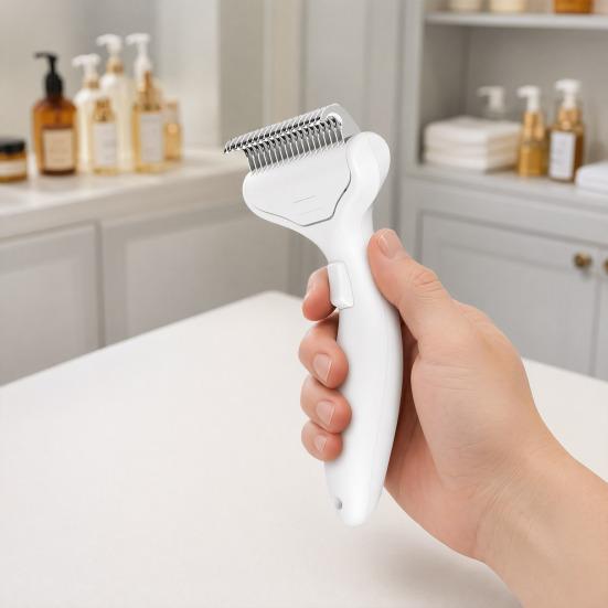 Pet Detangling Comb, Deshedding Tool with Curved Stainless Steel Teeth, Gentle Grooming And Dematting Brush for Long Hair Dogs Cats