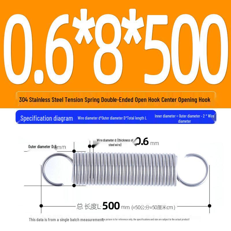 Arc de extensie din oțel inoxidabil 304 de 500 mm cu cârlige deschise și inel cu buclă dublă, personalizabil.