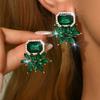 New European and American earrings with high-end and fashionable square rhinestone earrings design, light luxury earrings for wo