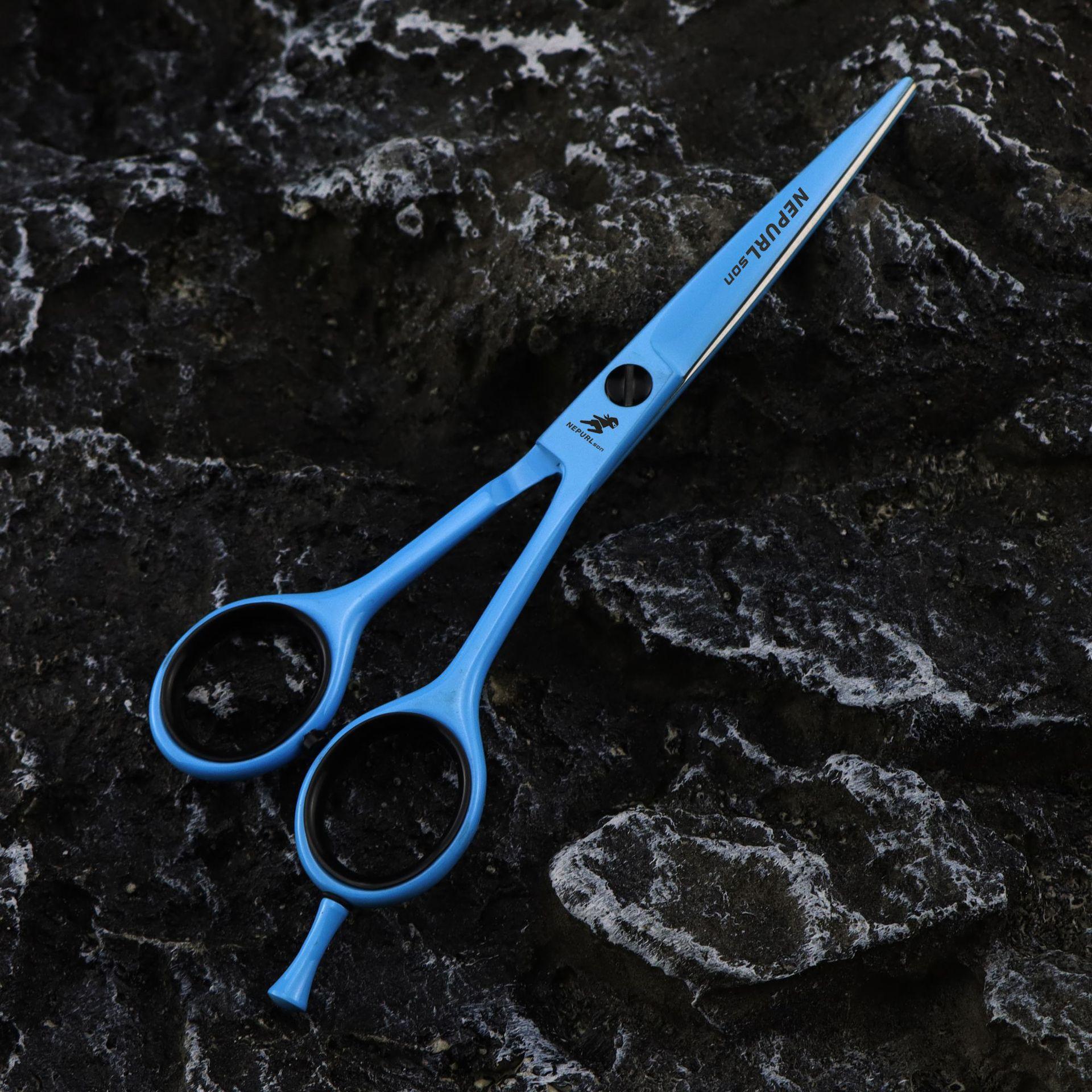 6-Inch Blue Reverse Tooth Hairdressing Scissors & Thinning Shears