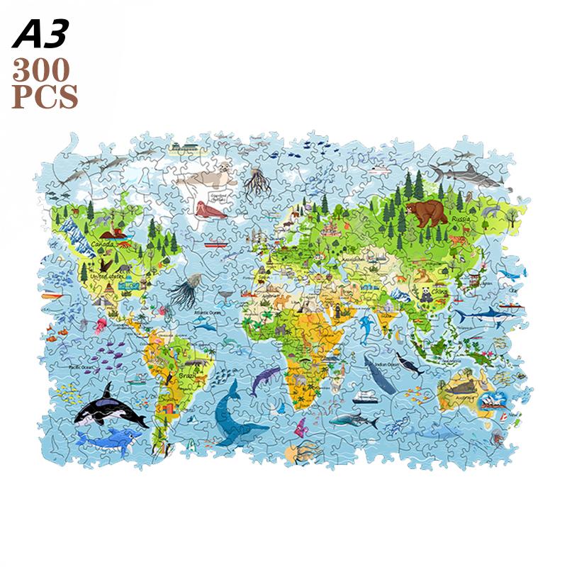 Non-Toxic Educational World Map For Kids Jigsaw Wooden Puzzle Brain Trainer Puzzles Game Interactive Gift Family Toy