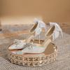 Elegant Bridal High Heels With Faux Pearl Embellishments For Wedding And Formal Events