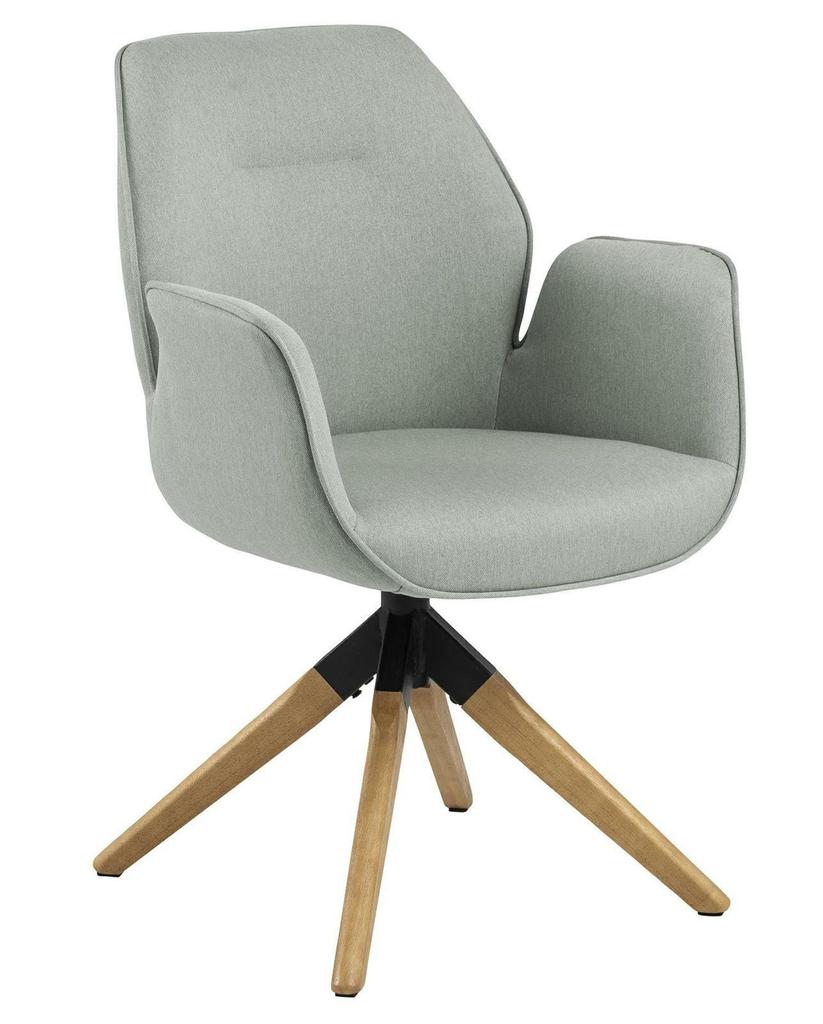 Aura SWIVEL CHAIR light gray AUTO RETURN wooden legs