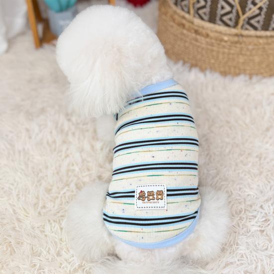 Ribbed Knit Dog Vest Soft Striped Small Puppy T Shirts Summer Sleeveless Breathable Pet Outfits for Small Medium Dogs Cats