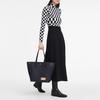 New LONGCHAMP Denim, Leather Trim Tote Bag, Shopping Bag, Handbag, Shoulder Bag Women's Dark Blue 10090HDOH06