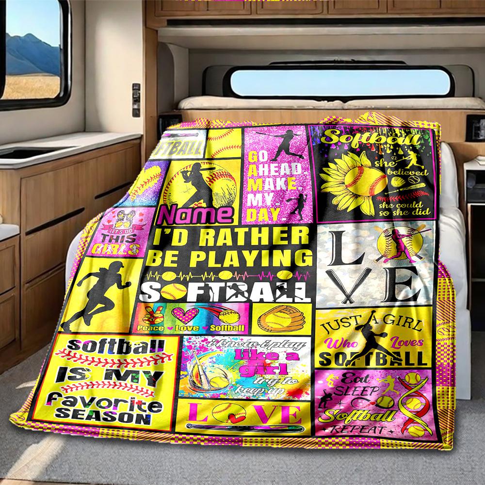 Softball Rv Blanket Comfortable Soft Lightweight Allseason Multipurpose Blanket For Travel Camping Picnics Sofas Rvs Beds Living Rooms Giftst94