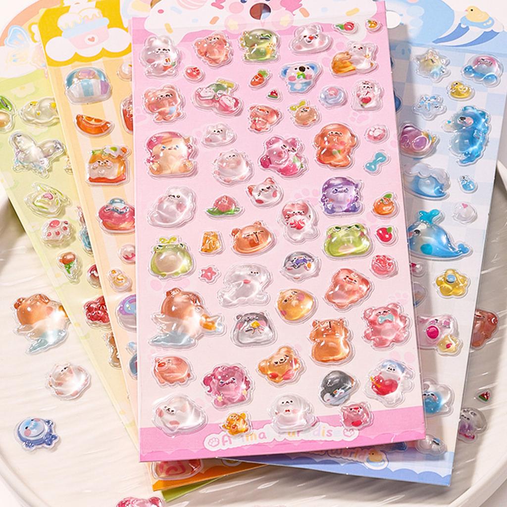 Cartoon 3D Stickers Water Resistant Animal Butterfly Sticker for Planner Pencil Box Phone Case Water Bottle Skateboards