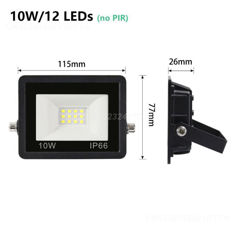 Floodlight 220v White Led Pir Motion Sensor 10w / 20w / 30w / 50w / 100w Durable For Outdoors Wall Hot Garden Spotlight 2024