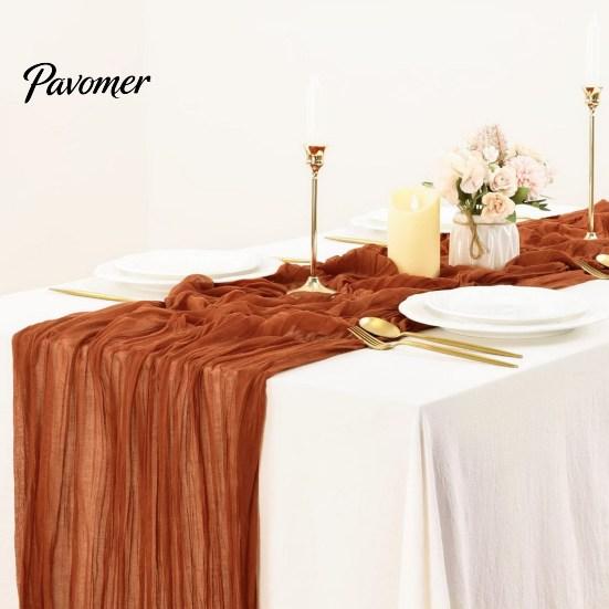 Heat Resistant Table Runner Wrinkled Cloth Decorative Tulle Tablecloth Wedding Reception Party Home Restaurant Decoration