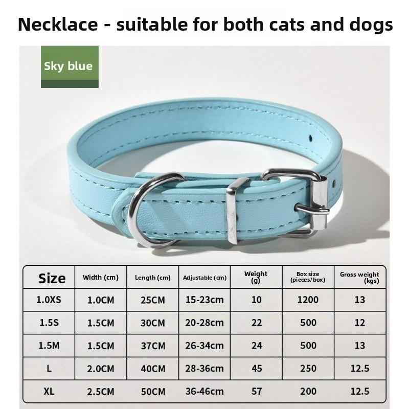 Pet Collar Large Dog Chain Waterproof and Wear-resistant Dog Cat Collar PU Leather Medium and Small Dog Bell Collar