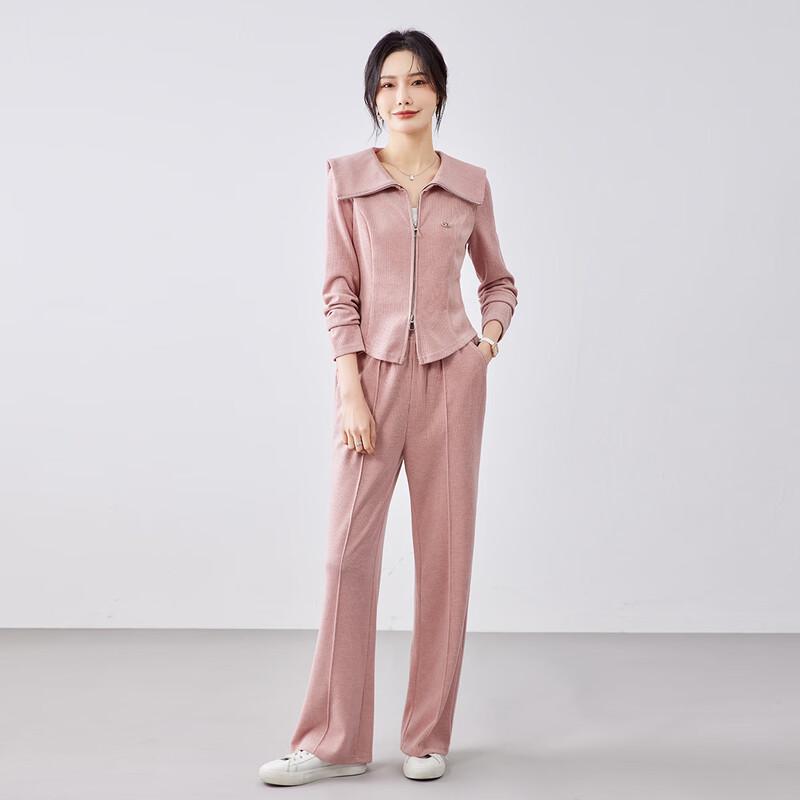 TERRE BLEUE Women's Casual Lapel Cardigan & Wide-Leg Pants Set