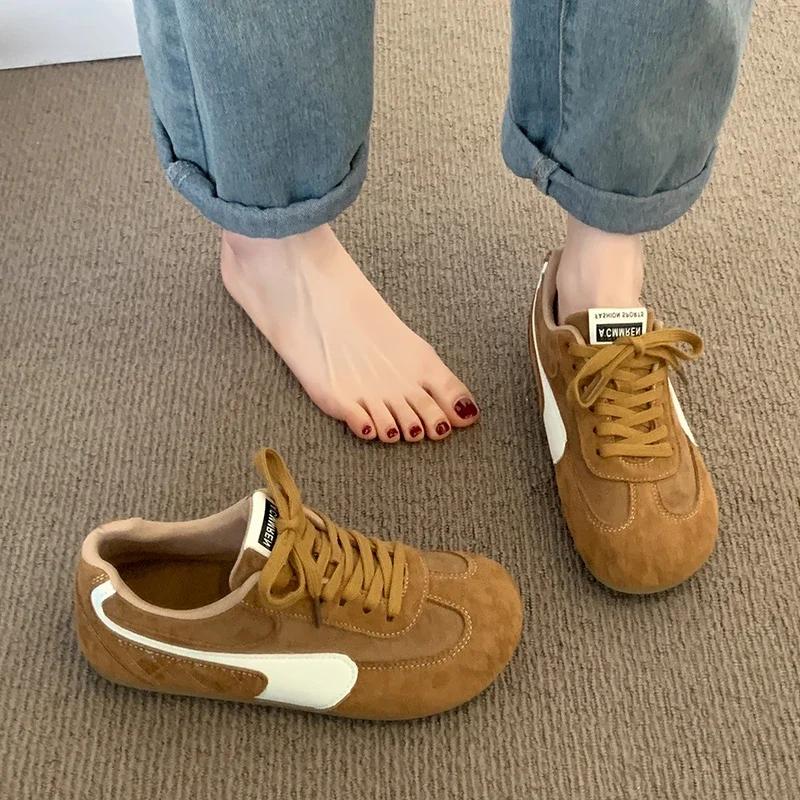 Women's round toe platform shoes satin material casual vulcanized shoes 2025 new style non-rubbing sports shoes