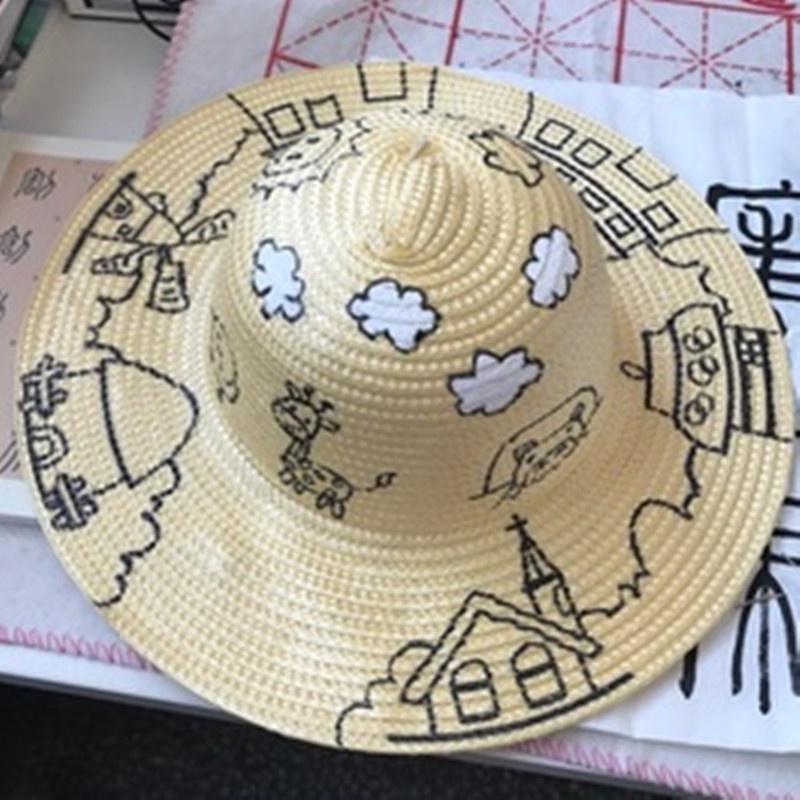 DIY Painting Straw Hat Creative Decoration Art Materials Children Painting Graffiti