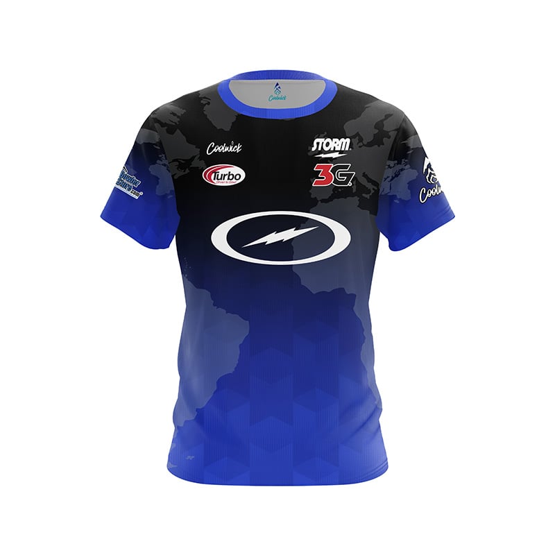 Coolwick Storm Bowling Jersey Black Lightning Logo Short Sleeve Performance T-Shirt Pro Player Fan Casual Family Matching