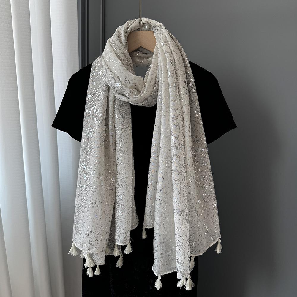 

Женский хлопково-льняной шарф Весенне-осенний тонкий стиль Шаль с кисточками Газовый шарф 180x90cm