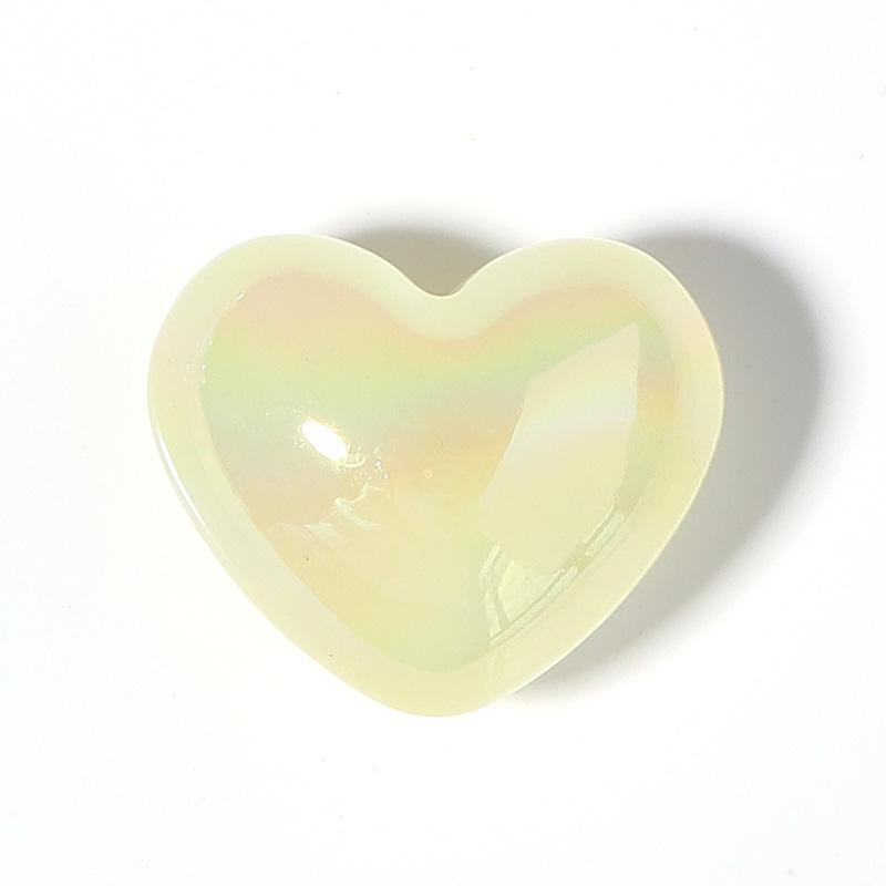 10Pcs/Lot 24×20mm Acrylic Beads For Jewelry Production Colored Heart Shape Hole Size 3.8mm Beads Diy Handmade Charm Headrope
